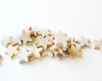 25 Miniature Wooden stars 3/4" -Unfinished wooden stars -Unfinished wooden small stars -Small Stars -Natrual Wood Stars -Mini stars