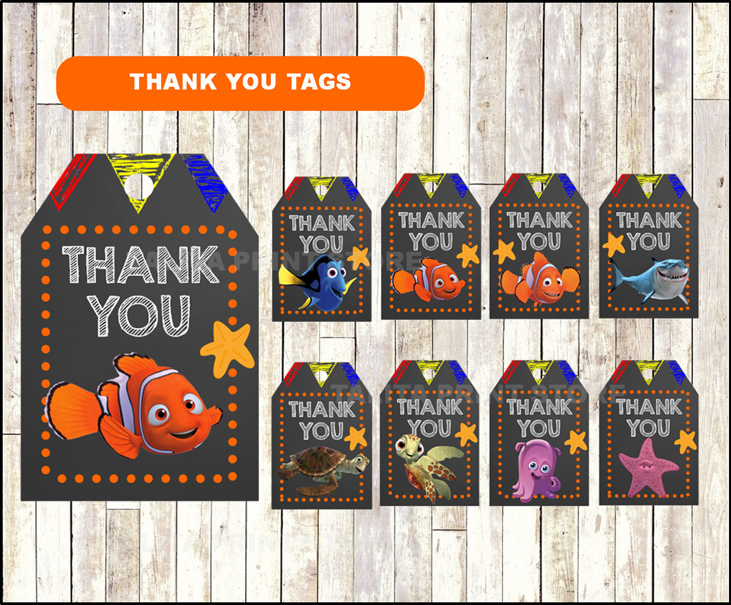 finding nemo chalkboard thank you tags printable finding nemo