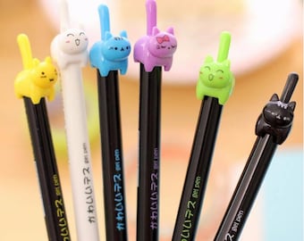 Cat Pens / Office Supplies / School Supplies / Kitty Pen / Kawaii Stationary / Cute Gifts / Cat Lover / Japanese Stationery / Cute Gel Pen