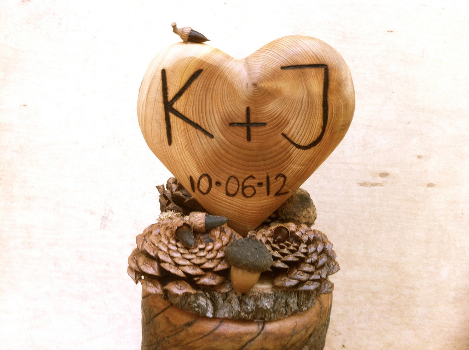 Fall Wedding Cake Topper Rustic Wooden Heart Fall Wedding Cake Topper Rustic Wooden Heart