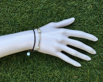 Bracelet leather and sterling silver