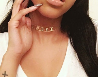 Choker Necklace - Name Choker Necklace - Custom Name Choker - Personalized Choker - Gold Name Necklace - Name Choker - Mothers Day Gift