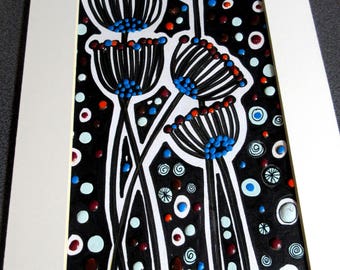 Seedheads. An original textured and mixed media painting by Suzanne Patterson