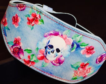 Skull and flower weightlifting belt SALE