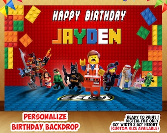 Lego Movie , Lego Movie Backdrop , Lego Movie Birthday Backdrop , Lego Movie Printable Backdrop , Digital File , Party Background