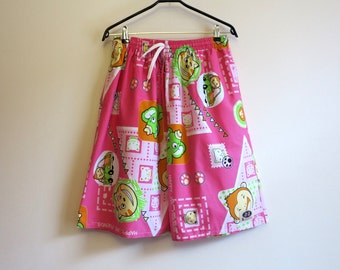 Hot Pink Bermudas Shorts High Waisted Shorts Cartoon Characters Print Pantskirt Short Culottes Large Size Summer Shorts Animal Print Shorts