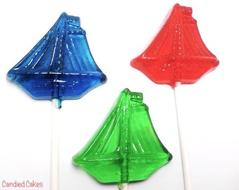 12 TRANSPARENT SAILBOAT LOLLIPOPS - Beach Party Favors