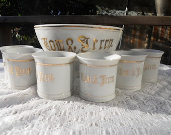 Tom and Jerry Eggnog Bowl with 6 Mugs