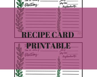 Greenery Recipe Card Printable