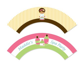 50% Off Sale - PRINTABLE Spa Party Cupcake Wrappers