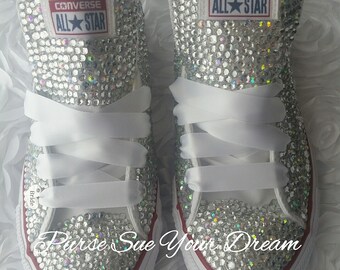 Custom Bridal Swarovski Crystal Converse Wedding Shoes - Swarovski Crystal Wedding Shoes - Swarovski Rhinestone Converse - Bride Shoes