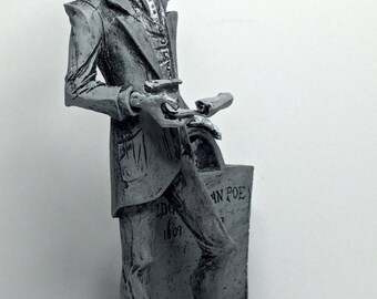 Edgar Allan Poe Statue, 7" Black and White