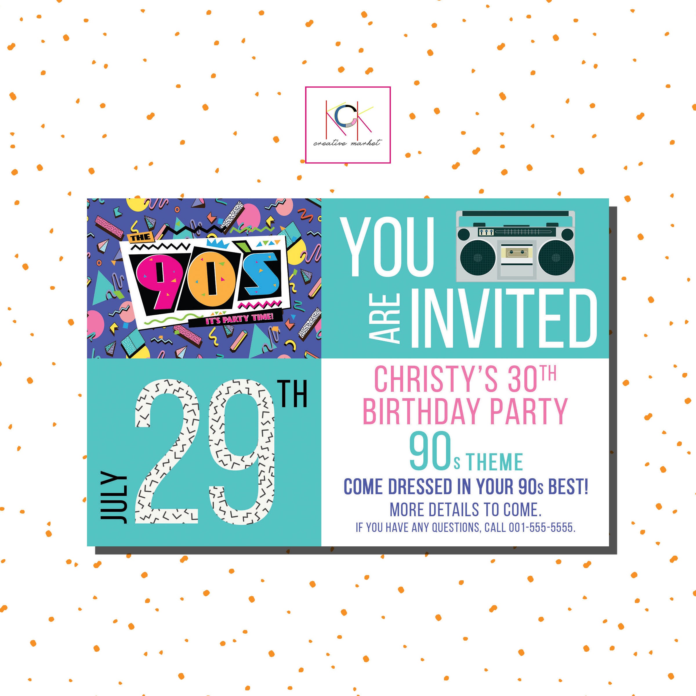 90 s Birthday Party Theme Invitation 30th Birthday