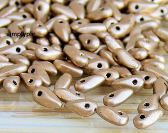 Matte Gold Mini Dagger Czech Glass Beads 100 Satin Gold