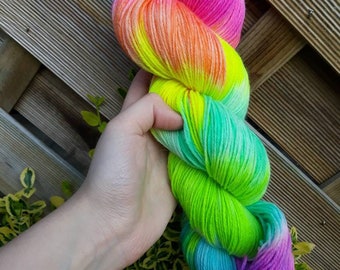 Hand dyed yarn- double rainbow - choose dk or sock