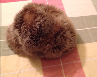 Vintage Fur hat, Tuscan Lamb Skin, Brown Fur Hat, Made in Italy, cozy and warm, fashionable hat