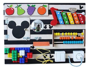 Busy Board , Activity Board, Sensory Board, Montessori educational Toy, Fine motor skills board for toddlers & babies