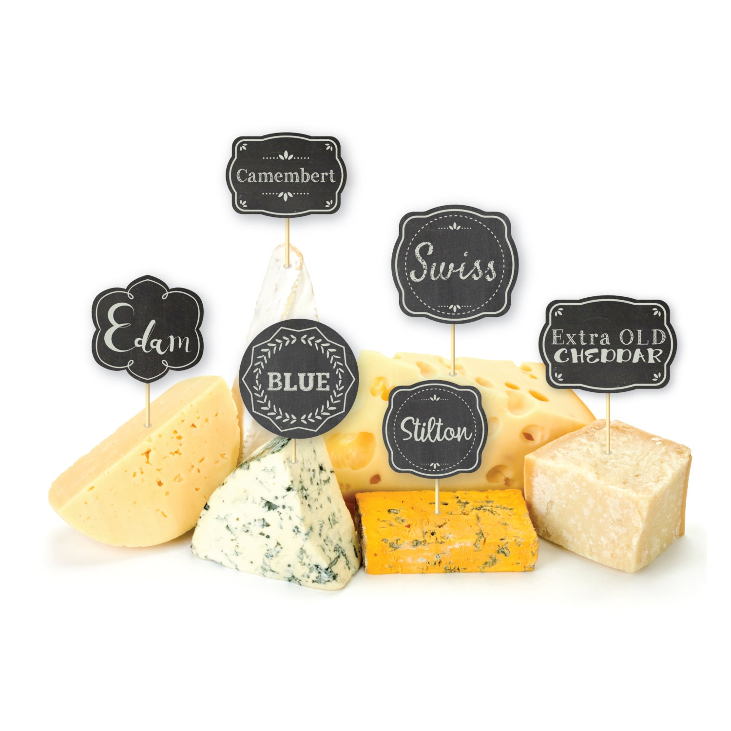 Cheese party name tags flags DIY cheese tags Printable