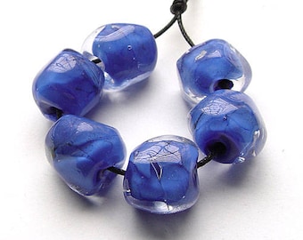 artisan lampwork, handmade - Nice Lapis encased Color perfect for Winter - MTO - by Calisto