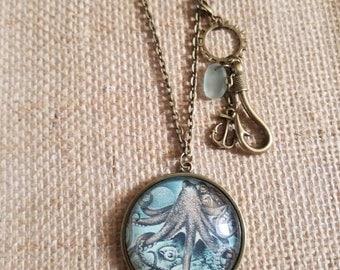 Deep Sea Glass Pendant Necklace