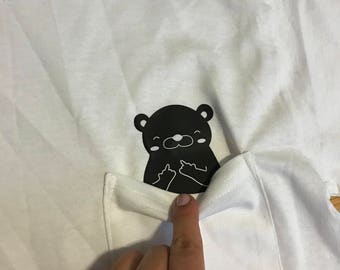 Funny Pocket Bear Middle Finger Fashion Gift Unisex T-shirt