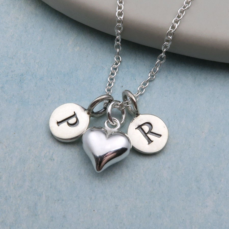 Two Initial Necklace Sterling Silver Initial Double Initial