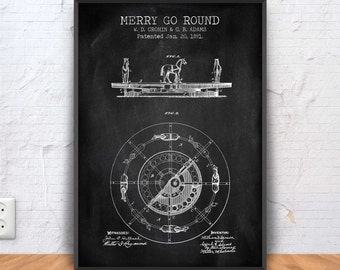 MERRY GO ROUND patent print, merry go round poster, merry go round blueprint, merry go round illustration, #1284