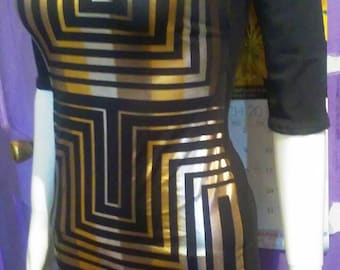 Black and gold bodycon dress
