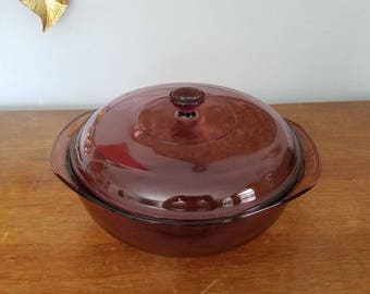 Cranberry Pyrex Casserole Dish