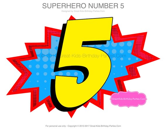 Superhero Number 5 Superhero Birthday Superhero