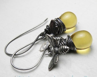 Bee Earrings- Bee- Honey Bee Jewelry- Bumble Bee Earrings- Luna Jewelry
