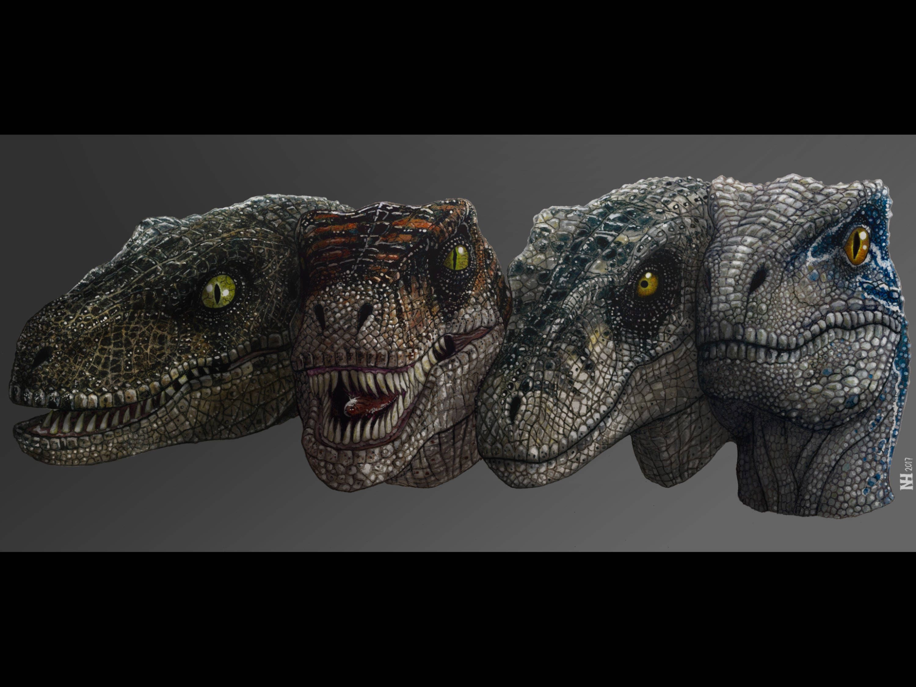 3 raptors from jurassic world