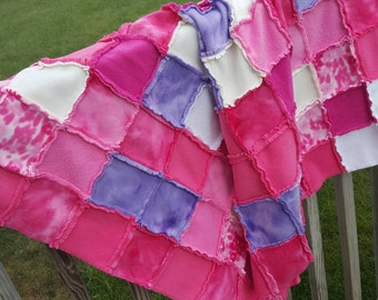 Rag Quilt Blankie - Pretty & Pink - Lap Quilt - Shower Gift
