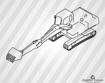 Excavator - Dxf Svg Ai Pdf Eps Rld RdWorks Png Jpg and Wmf Print Files, Digital Cut, Vector File, Svg File, Cricut Svg, Silhouette