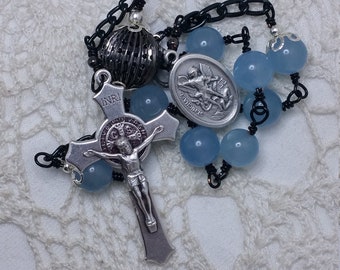 Mens, Car Rosary, St Benedict, Crucifix, Saint Michael, Military Protection, Angelic Crown, Supernatural, Protection
