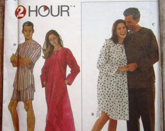 Misses Mens Teens Caftan, Nightshirt and Pajama Top and Pajama Pants Sizes L XL Simplicity Pattern 8463 UNCUT
