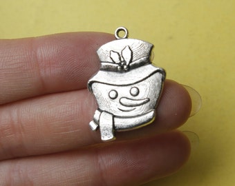 Silver Snowman Head charm Snowman Charm pendant 20x30mm