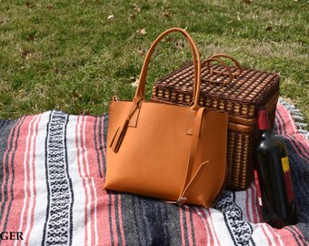 Small Everyday Tote -Leather Tote - Handmade leather purse - Leather purse / Leather Totebag