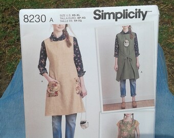 Misses' Boho Chic Apron Dress and Reversible Tabard - Simplicity Sewing Pattern 8230 by Dottie Angel - Sizes XS - XL ( 6 - 24 )