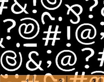 Computer Symbols on Black from Windham Fabric's #Textme Collection