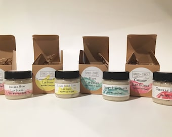 Organic lip scrub, sugar lip scrub, exfoliating lip scrub, choose you flavor