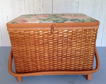 Vintage wicker sewing basket