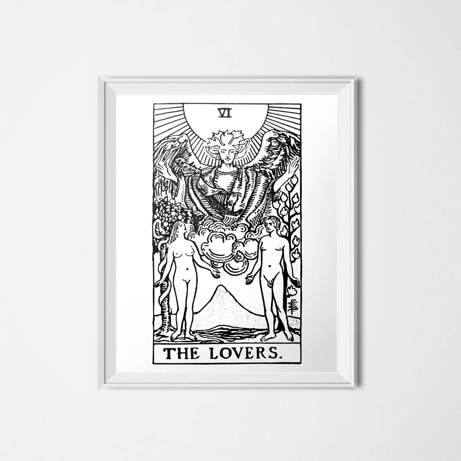 The Lovers Print Tarot Card Poster Rider Waite Couple