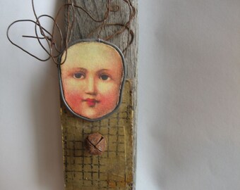 lesaet face assemblage vintage and found objects
