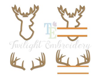 Set of 4 Deer Machine Embroidery Designs, Deer Head Applique Designs, Deer Antlers Machine Embroidery Designs 0073