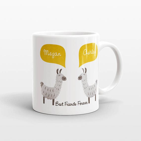 Best Friend Gift, Alpaca Llama Mug, Personalized Best Friend Mug, Animal Best Friend Coffee Mug, Unique Friendship Gift Friend Birthday Gift