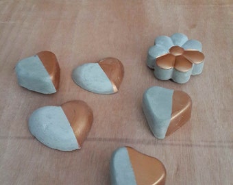 Cement Decor, Cement, Concrete decor, Magnetic decor, cement heart, concrete flower,