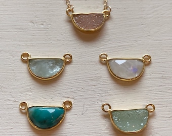 Halfmoon gemstone pendant