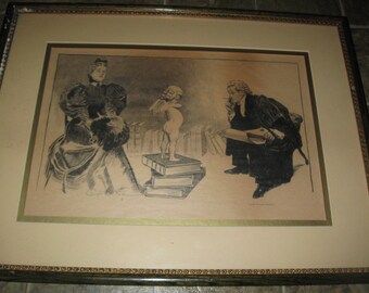 Antique Gibson Girls Art Charles Dana Gibson 1896 Original Large print size 21x16 free shipping