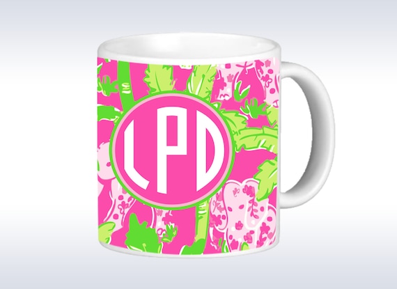 Monogram Coffee Mug Lilly Pulitzer Inspired Monogrammed Mug